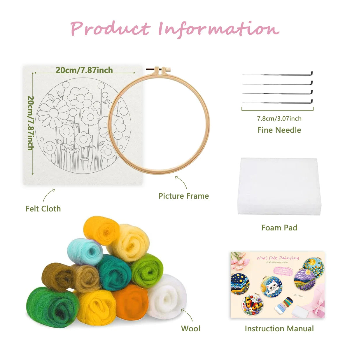 GATYZTORY DIY Wool Painting Kit With Frame Felting Needles Handmade Picture Kit Hot Air Balloon For Home Decors Crafts Gift