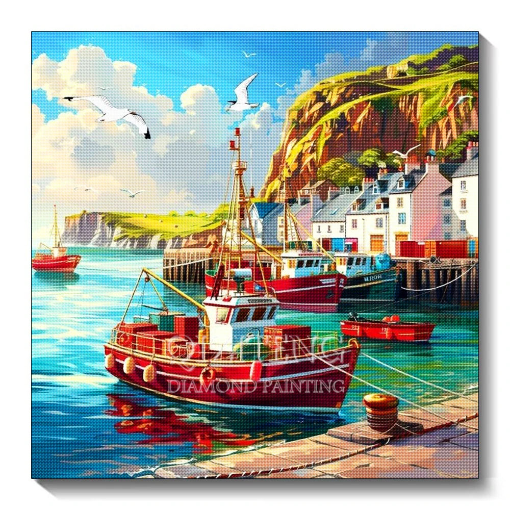 5D Diamond Painting Landscape City Kit Full Diamond Embroidery Scenery Street DIY Gift Home Decor Picture of Rhinestones