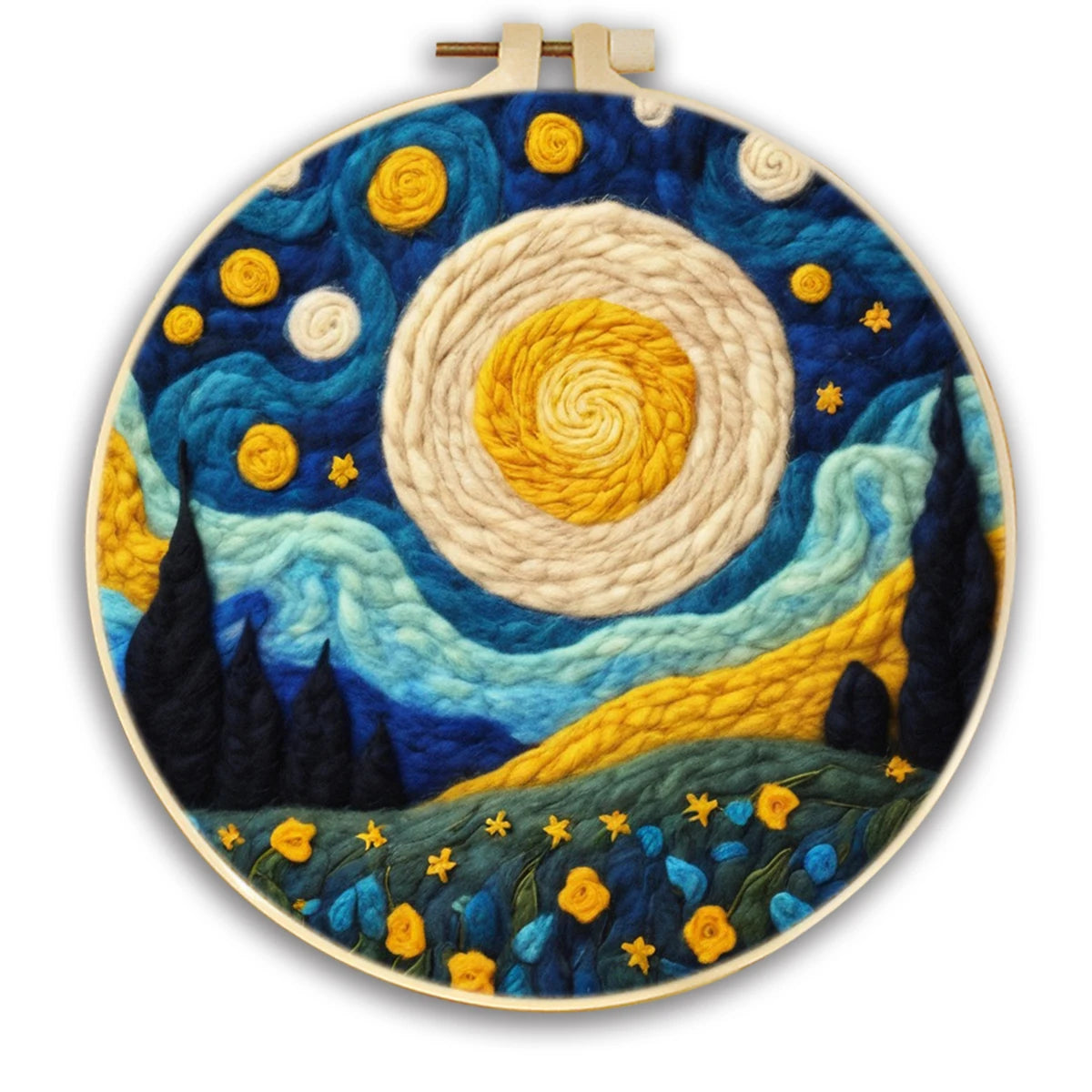 Starry Sky Landscape Needle Felting Painting Kits Adult DIY Wool Needle Felting Starter Kit Mountain Scenery Craft Painting Gift