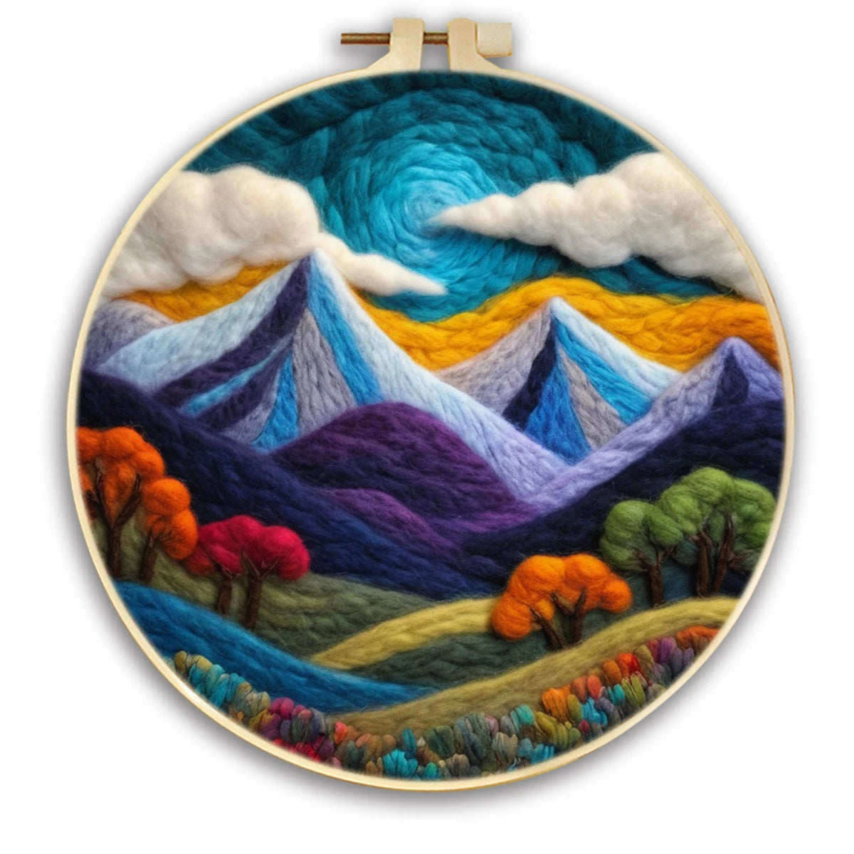 Starry Sky Landscape Needle Felting Painting Kits Adult DIY Wool Needle Felting Starter Kit Mountain Scenery Craft Painting Gift