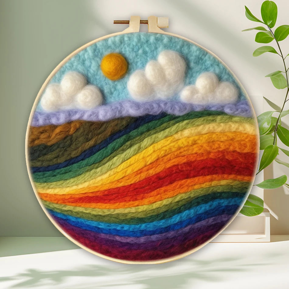 GATYZTORY DIY Wool Painting Kit With Frame Felting Needles Handmade Picture Kit Hot Air Balloon For Home Decors Crafts Gift