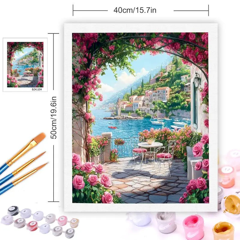 GATYZTORY DIY Oil Painting By Numbers Kit Pink Scenery Acrylic Paint By Numbers Diy Numbers Painting Art On Canvas By Numbers