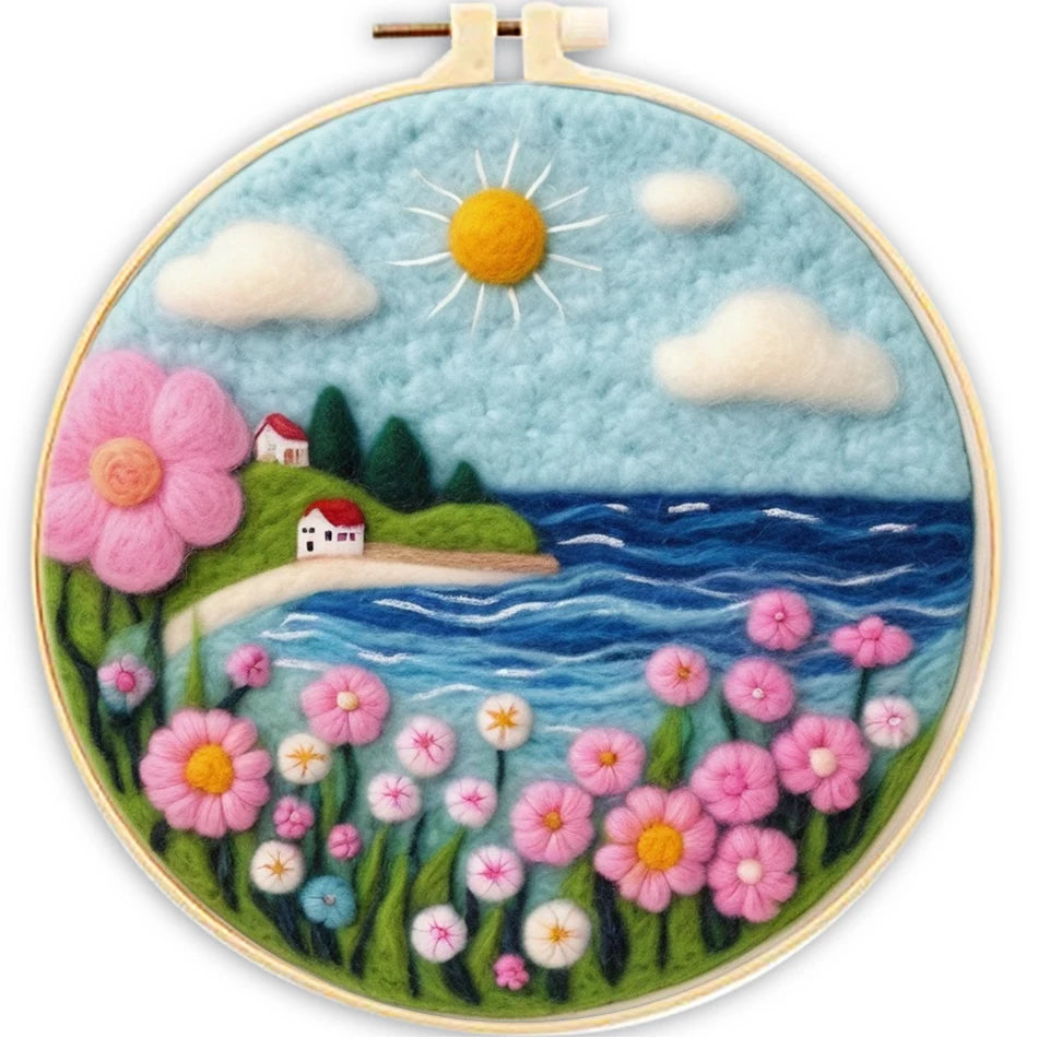 Needle Felting Kit For Beginner Wool Painting Kit DIY Felt Wool Needle Felt Set Tool Landscape Gift Picture For Home Decors
