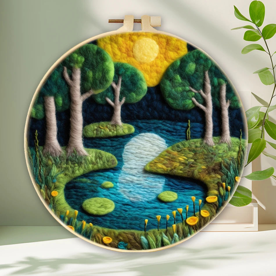 GATYZTORY DIY Wool Painting Kit With Frame Felting Needles Handmade Picture Kit Hot Air Balloon For Home Decors Crafts Gift
