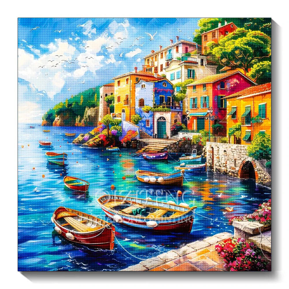 5D Diamond Painting Landscape City Kit Full Diamond Embroidery Scenery Street DIY Gift Home Decor Picture of Rhinestones
