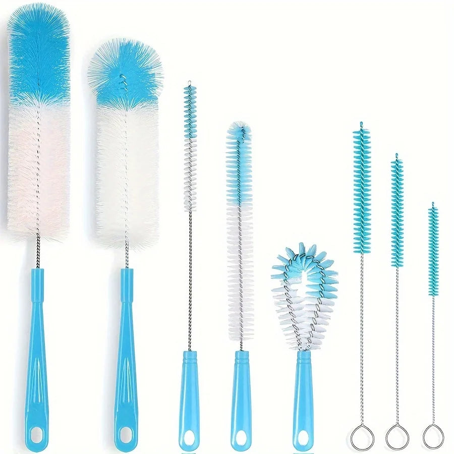 8 Boxed Wine Bottle Cleaning Brush Set - Long Handled Black Bottle Cleaner for Cleaning Narrow Wine/beer Bottles/thermos/jugs/sp