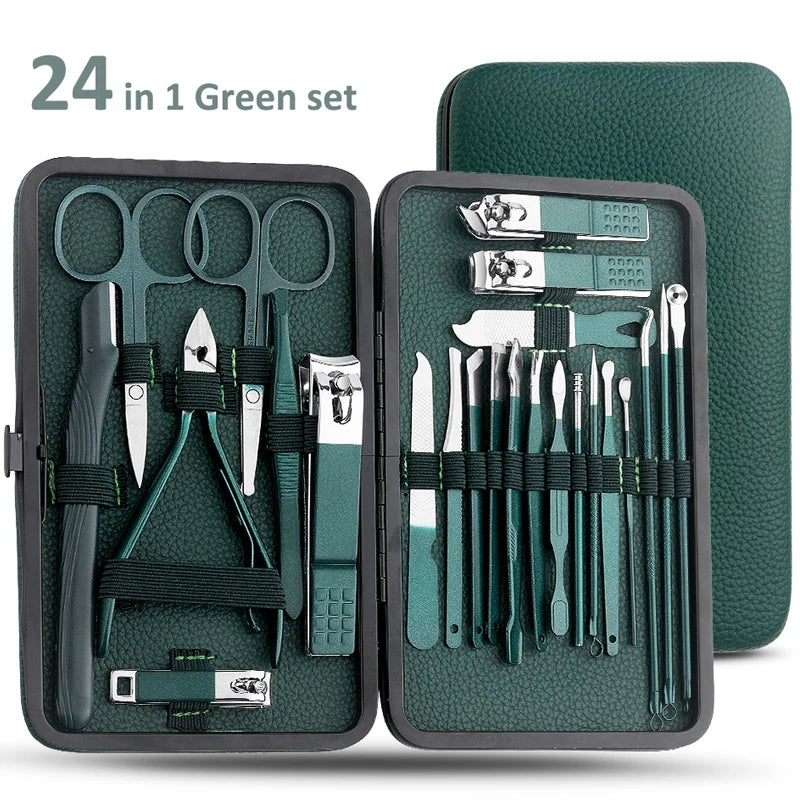 Kit manucure et pédicure 7/13/24 pcs ✂️ – Coupe-ongles et ciseaux inox ✅