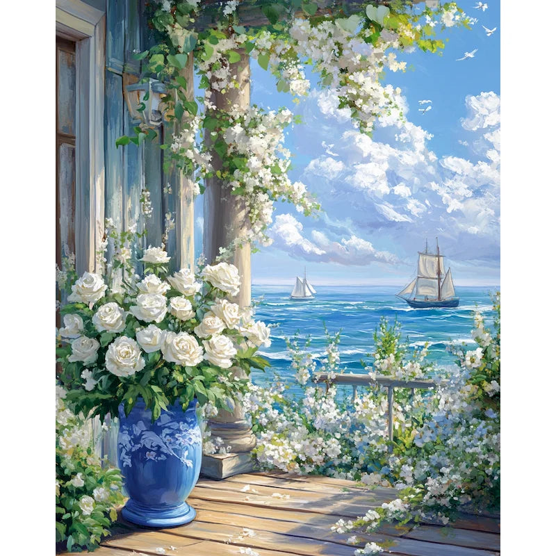GATYZTORY DIY Oil Painting By Numbers Kit Pink Scenery Acrylic Paint By Numbers Diy Numbers Painting Art On Canvas By Numbers