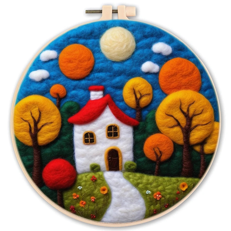 Needle Felting Kit For Beginner Wool Painting Kit DIY Felt Wool Needle Felt Set Tool Landscape Gift Picture For Home Decors
