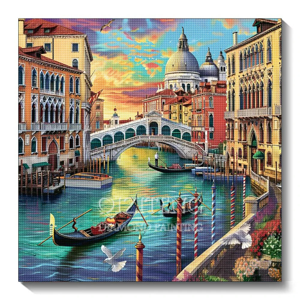 5D Diamond Painting Landscape City Kit Full Diamond Embroidery Scenery Street DIY Gift Home Decor Picture of Rhinestones