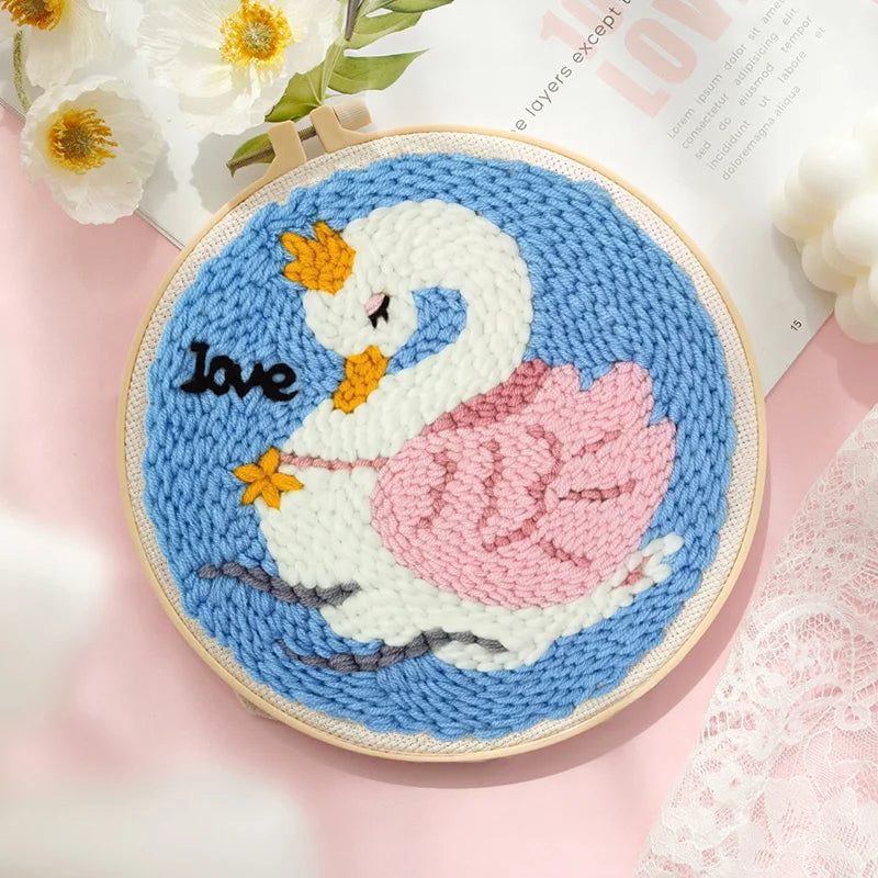 Punch Needle Embroidery Starter Kits For Adults Beginners Punch Needle Tool Threader For Embroidery Hoop Yarn Rug Diy Crafts