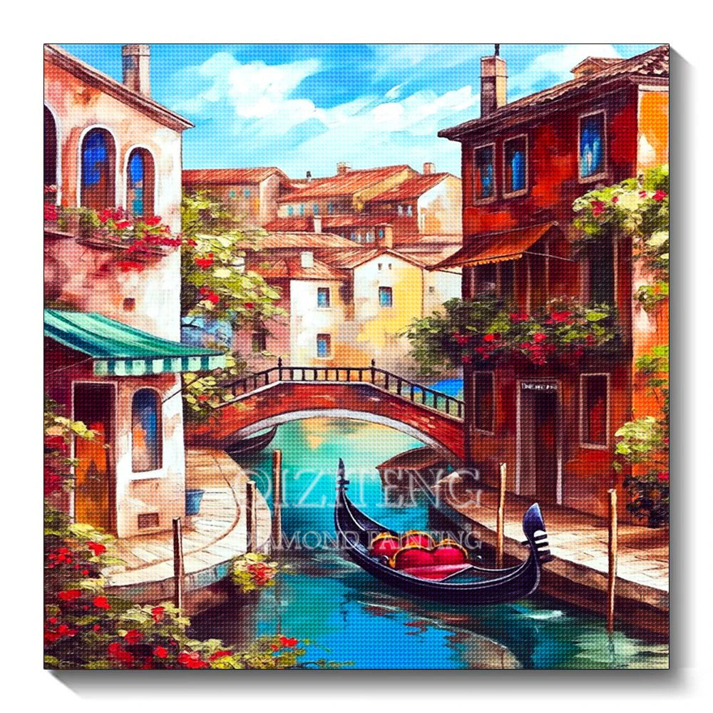 5D Diamond Painting Landscape City Kit Full Diamond Embroidery Scenery Street DIY Gift Home Decor Picture of Rhinestones