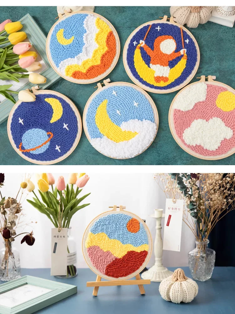 🦢 Kit de broderie Punch Needle – Cygne et auréole