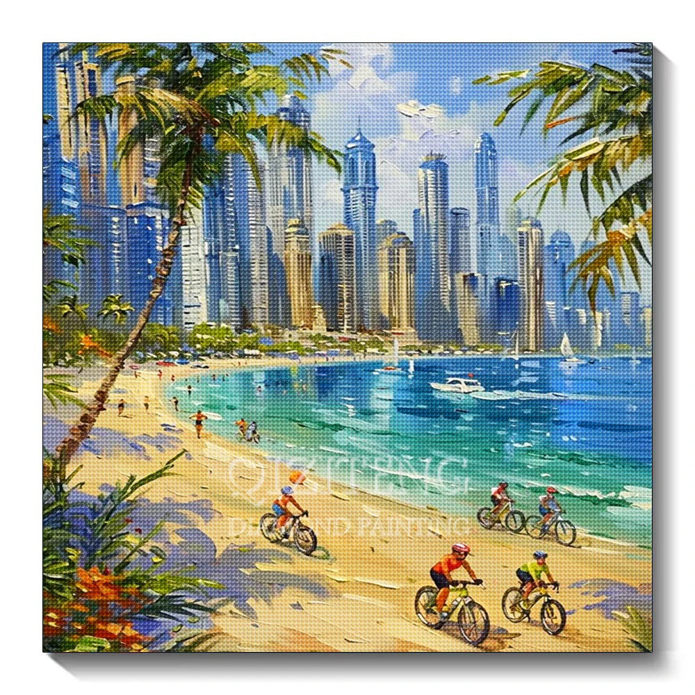 5D Diamond Painting Landscape City Kit Full Diamond Embroidery Scenery Street DIY Gift Home Decor Picture of Rhinestones