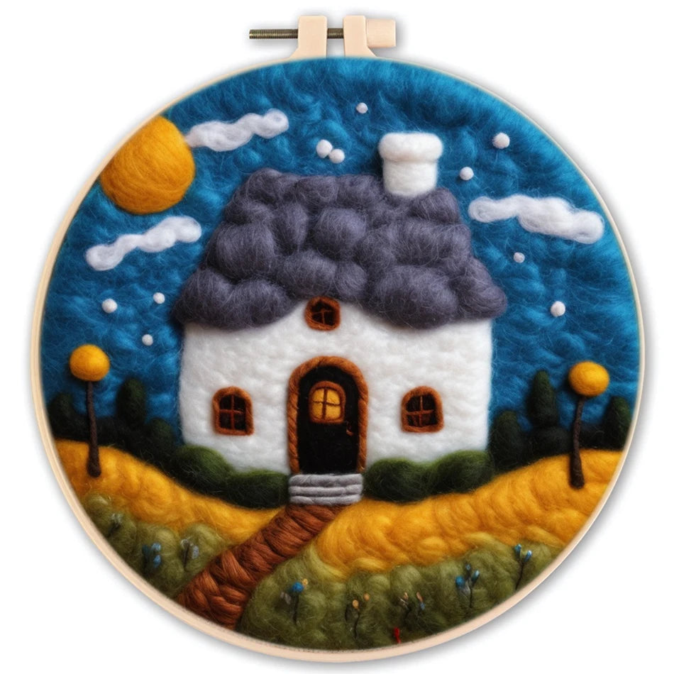 Needle Felting Kit For Beginner Wool Painting Kit DIY Felt Wool Needle Felt Set Tool Landscape Gift Picture For Home Decors