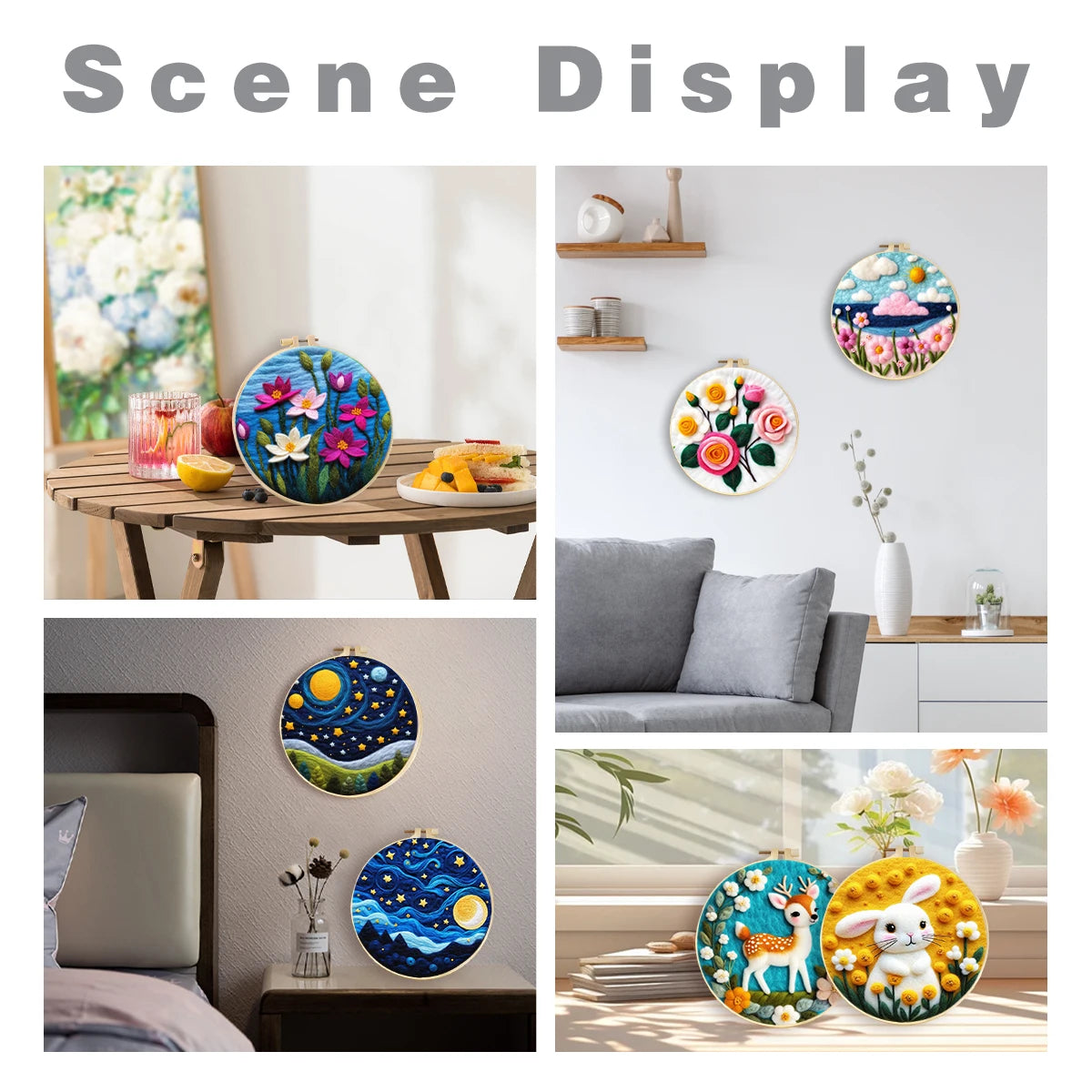 Needle Felting Kit For Beginner Wool Painting Kit DIY Felt Wool Needle Felt Set Tool Landscape Gift Picture For Home Decors