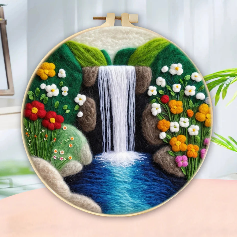 GATYZTORY DIY Wool Painting Kit With Frame Felting Needles Handmade Picture Kit Hot Air Balloon For Home Decors Crafts Gift