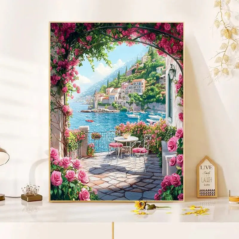 GATYZTORY DIY Oil Painting By Numbers Kit Pink Scenery Acrylic Paint By Numbers Diy Numbers Painting Art On Canvas By Numbers