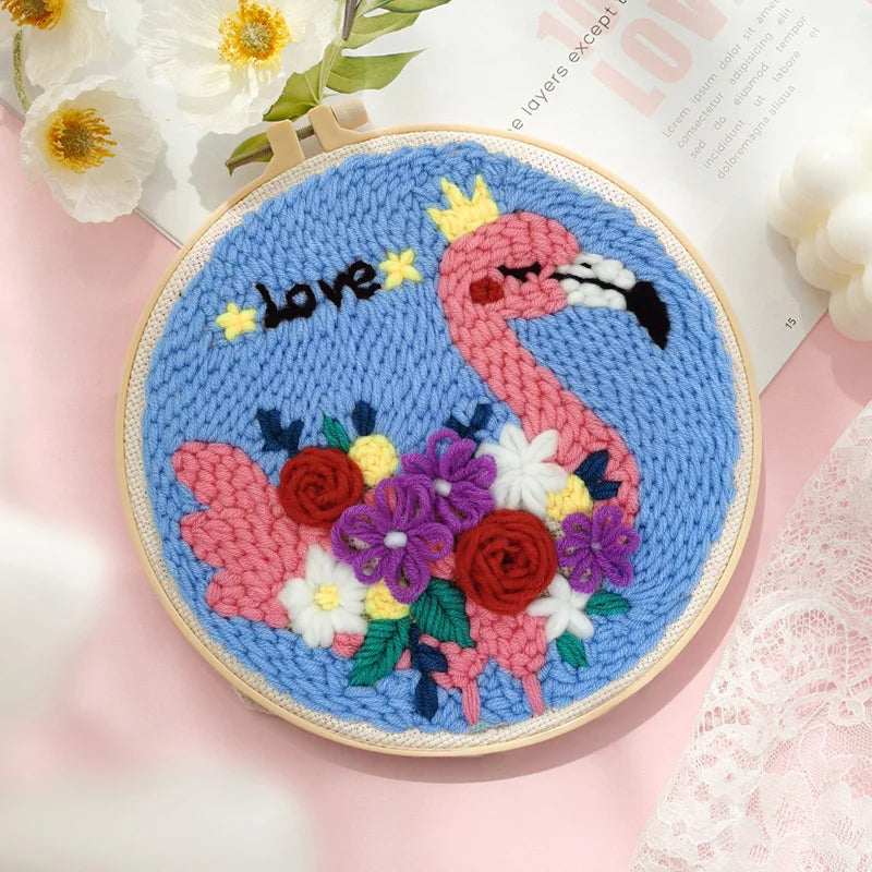 Punch Needle Embroidery Starter Kits For Adults Beginners Punch Needle Tool Threader For Embroidery Hoop Yarn Rug Diy Crafts