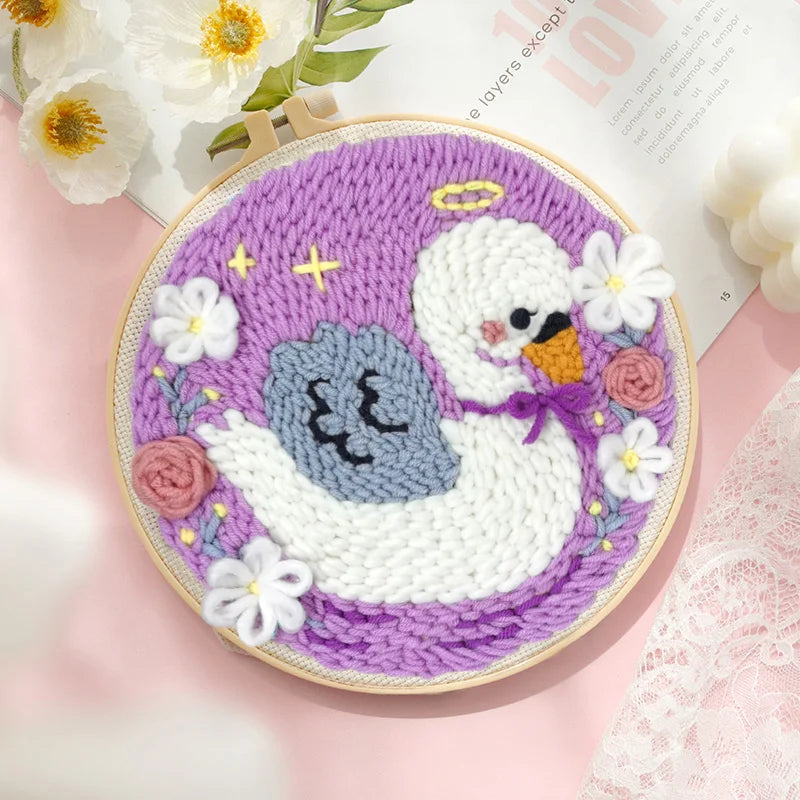 Punch Needle Embroidery Starter Kits For Adults Beginners Punch Needle Tool Threader For Embroidery Hoop Yarn Rug Diy Crafts