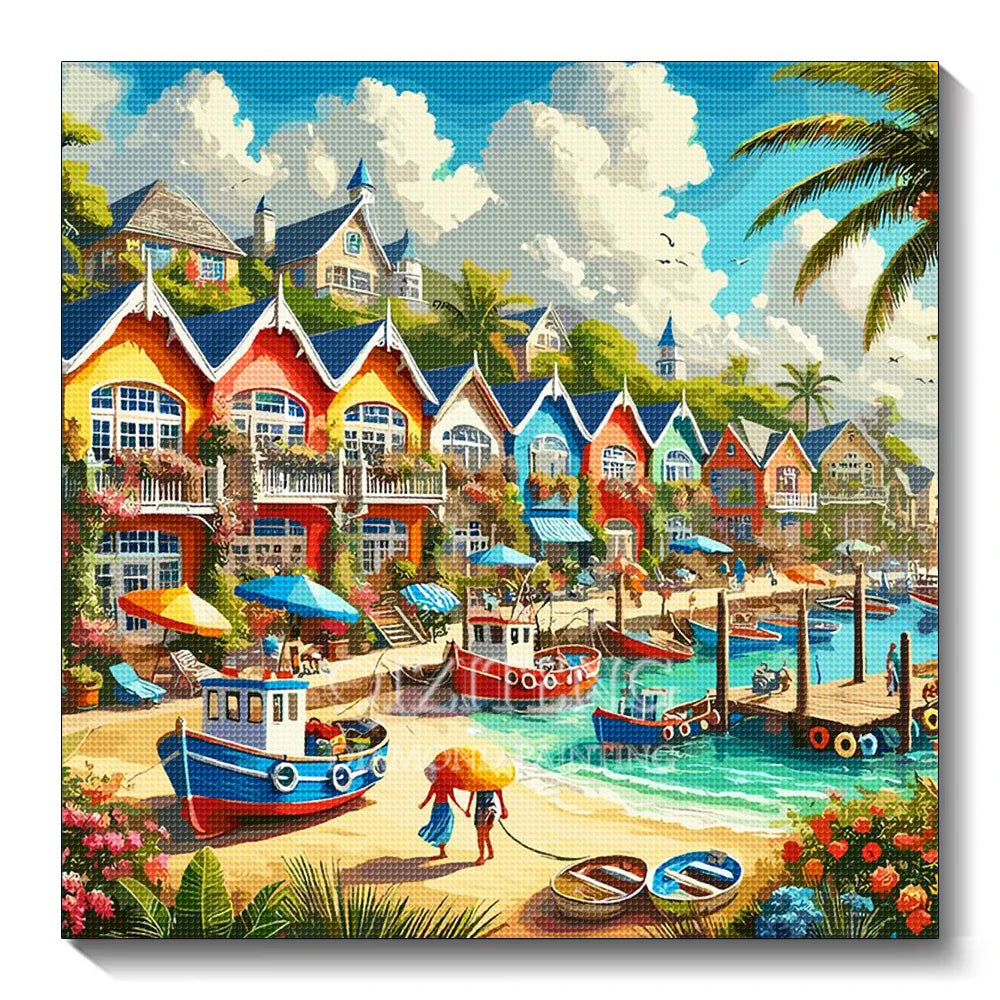 5D Diamond Painting Landscape City Kit Full Diamond Embroidery Scenery Street DIY Gift Home Decor Picture of Rhinestones