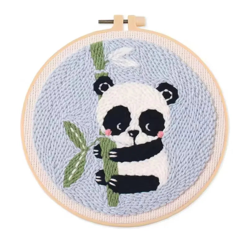Decorative Punch Needle Embroidery Cartoon Animal Pattern For Adults DIY Needlework Wool Punch Needle Poke Embroidery Kit