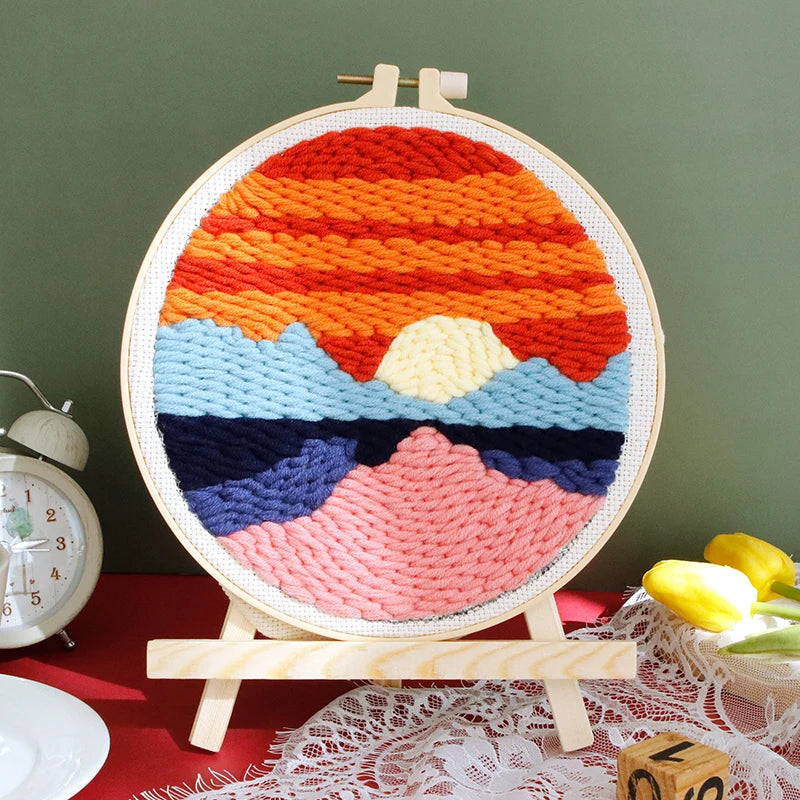 Punch Needle Embroidery Starter Kits For Adults Beginners Punch Needle Tool Threader For Embroidery Hoop Yarn Rug Diy Crafts