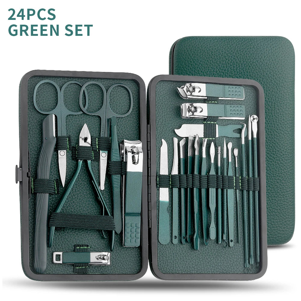 Kit manucure et pédicure 7/13/24 pcs ✂️ – Coupe-ongles et ciseaux inox ✅
