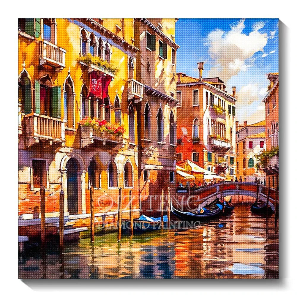 5D Diamond Painting Landscape City Kit Full Diamond Embroidery Scenery Street DIY Gift Home Decor Picture of Rhinestones