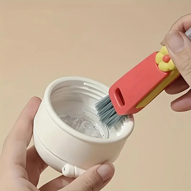 Multifunctional 3 in 1 Cup Cleaning Brushes Rotatable Cup Mouth Brush Bottle Cap Brush Household Groove Gap Cleaning Brush