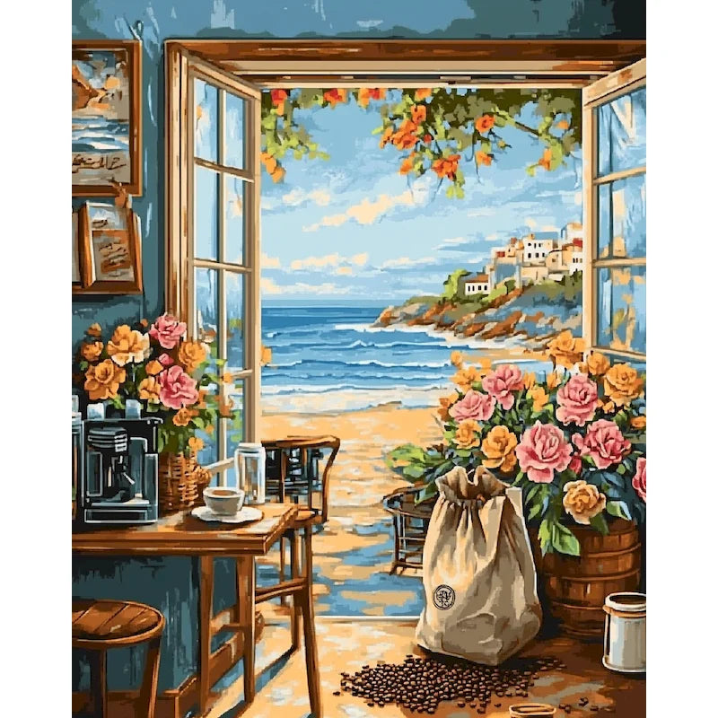 GATYZTORY DIY Oil Painting By Numbers Kit Pink Scenery Acrylic Paint By Numbers Diy Numbers Painting Art On Canvas By Numbers