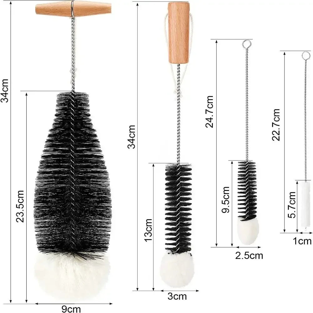 Drink Wineglass Bottle Cup Cleaning Soda Stream Bottle Brush With Beechwood Handle Glassware Jars Cleaner Kitchen Cleaning Tool