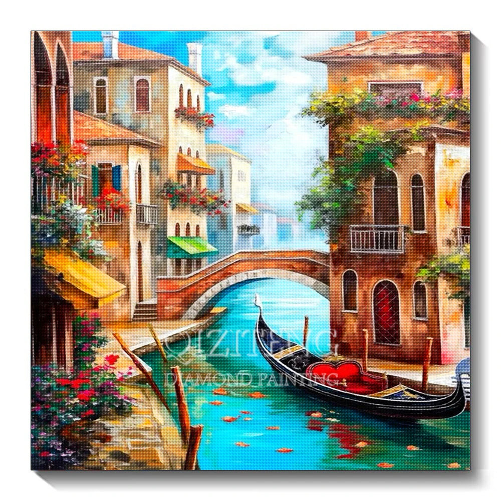 5D Diamond Painting Landscape City Kit Full Diamond Embroidery Scenery Street DIY Gift Home Decor Picture of Rhinestones