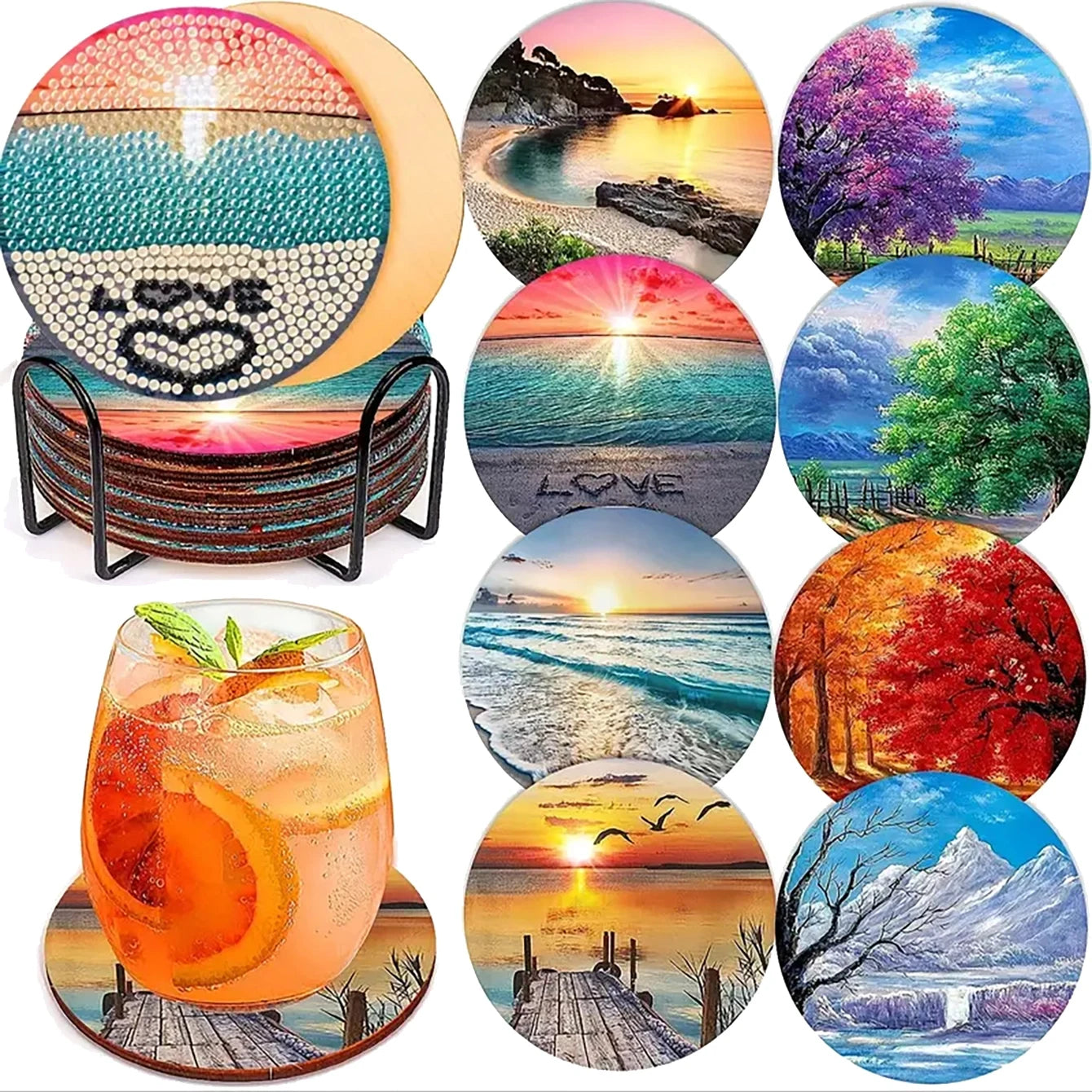 π
 8Pcs β Diamond Painting β Paysages relaxant