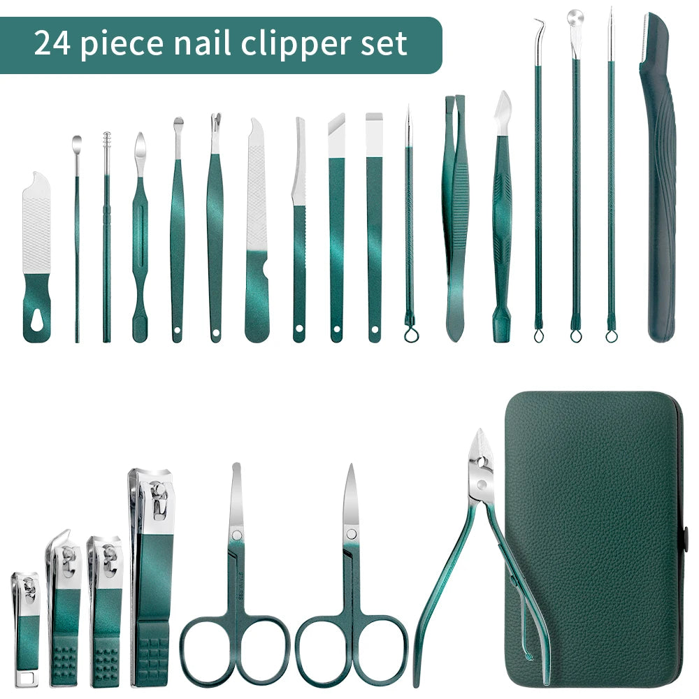Kit manucure et pédicure 7/13/24 pcs ✂️ – Coupe-ongles et ciseaux inox ✅