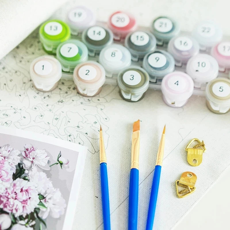GATYZTORY Sakura Pagoda Painting By Numbers Kits Landscape Drawing Frame Acrylic Paint Coloring By Numbers For Home Decor