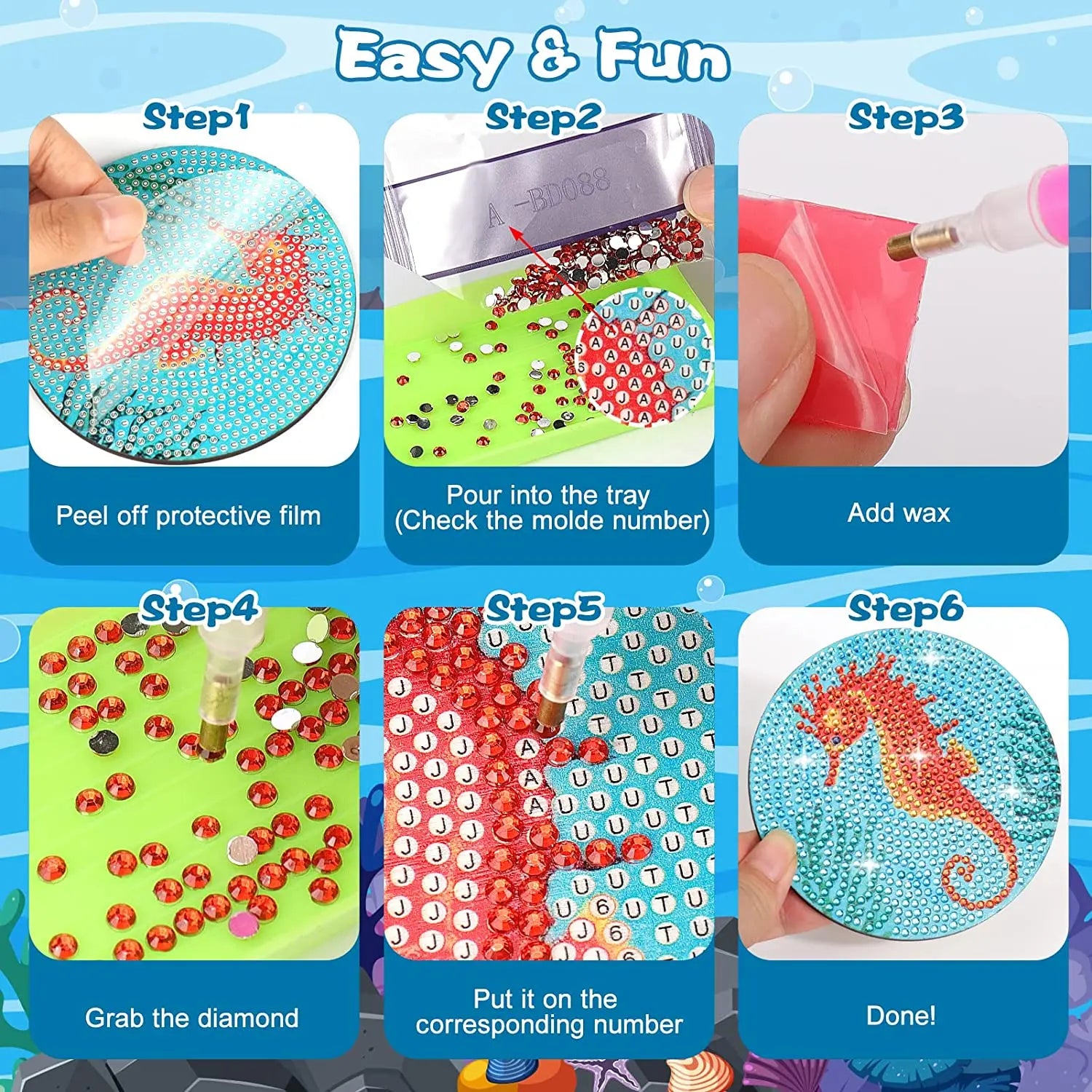 đ± 8Pcs â Diamond Painting â Chats multicolores