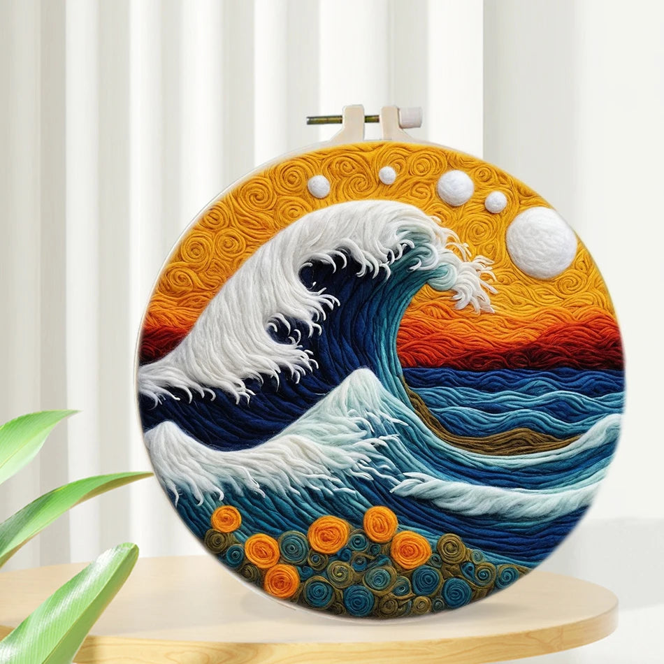 GATYZTORY DIY Wool Painting Kit With Frame Felting Needles Handmade Picture Kit Hot Air Balloon For Home Decors Crafts Gift