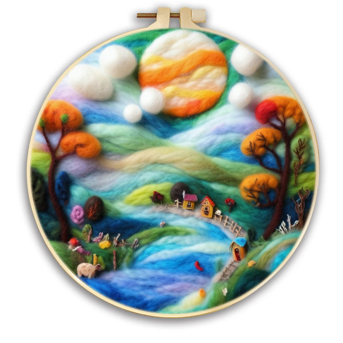 Starry Sky Landscape Needle Felting Painting Kits Adult DIY Wool Needle Felting Starter Kit Mountain Scenery Craft Painting Gift
