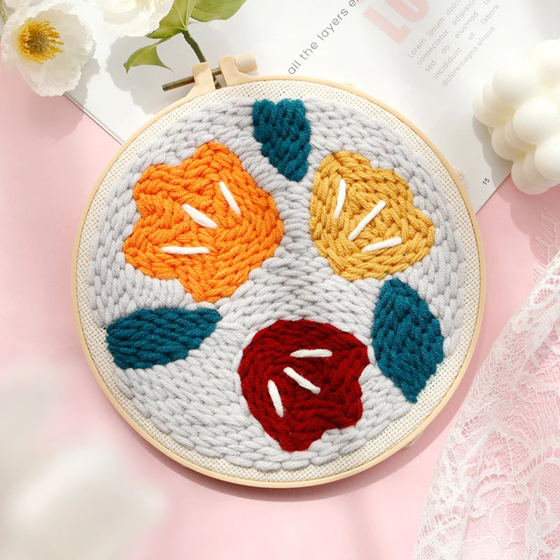 Punch Needle Embroidery Starter Kits For Adults Beginners Punch Needle Tool Threader For Embroidery Hoop Yarn Rug Diy Crafts