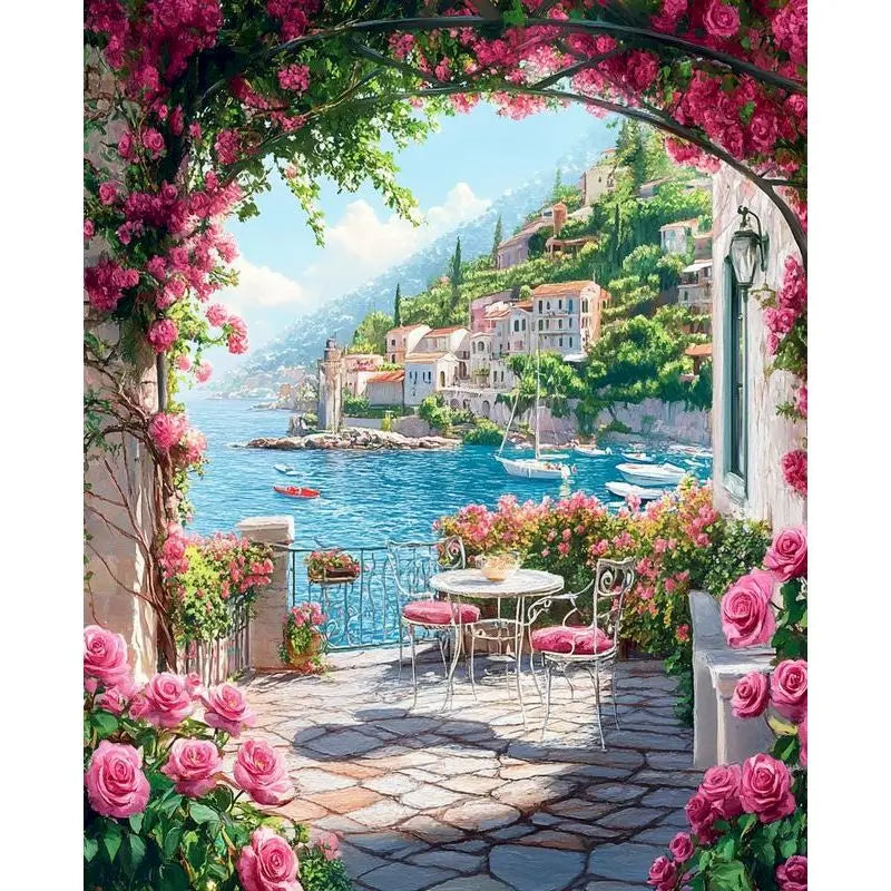 GATYZTORY DIY Oil Painting By Numbers Kit Pink Scenery Acrylic Paint By Numbers Diy Numbers Painting Art On Canvas By Numbers