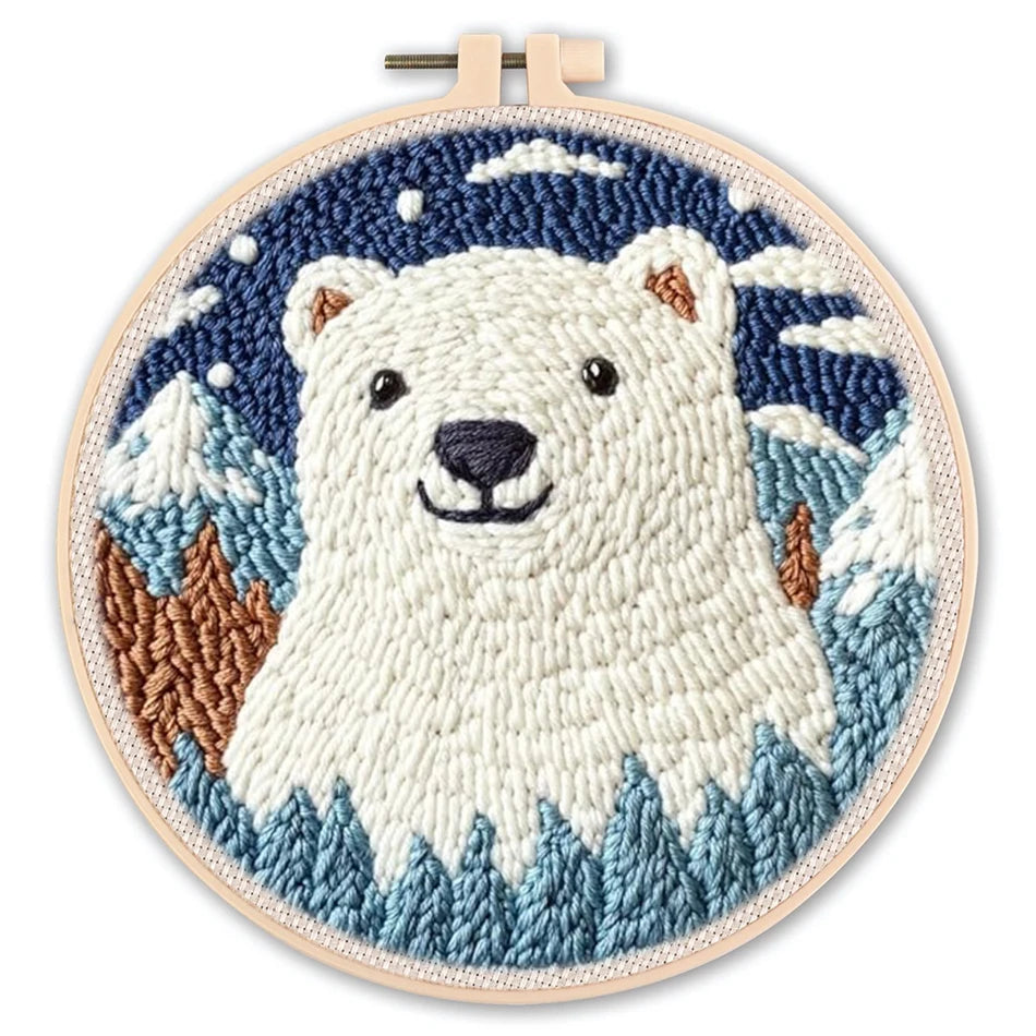 Decorative Punch Needle Embroidery Cartoon Animal Pattern For Adults DIY Needlework Wool Punch Needle Poke Embroidery Kit