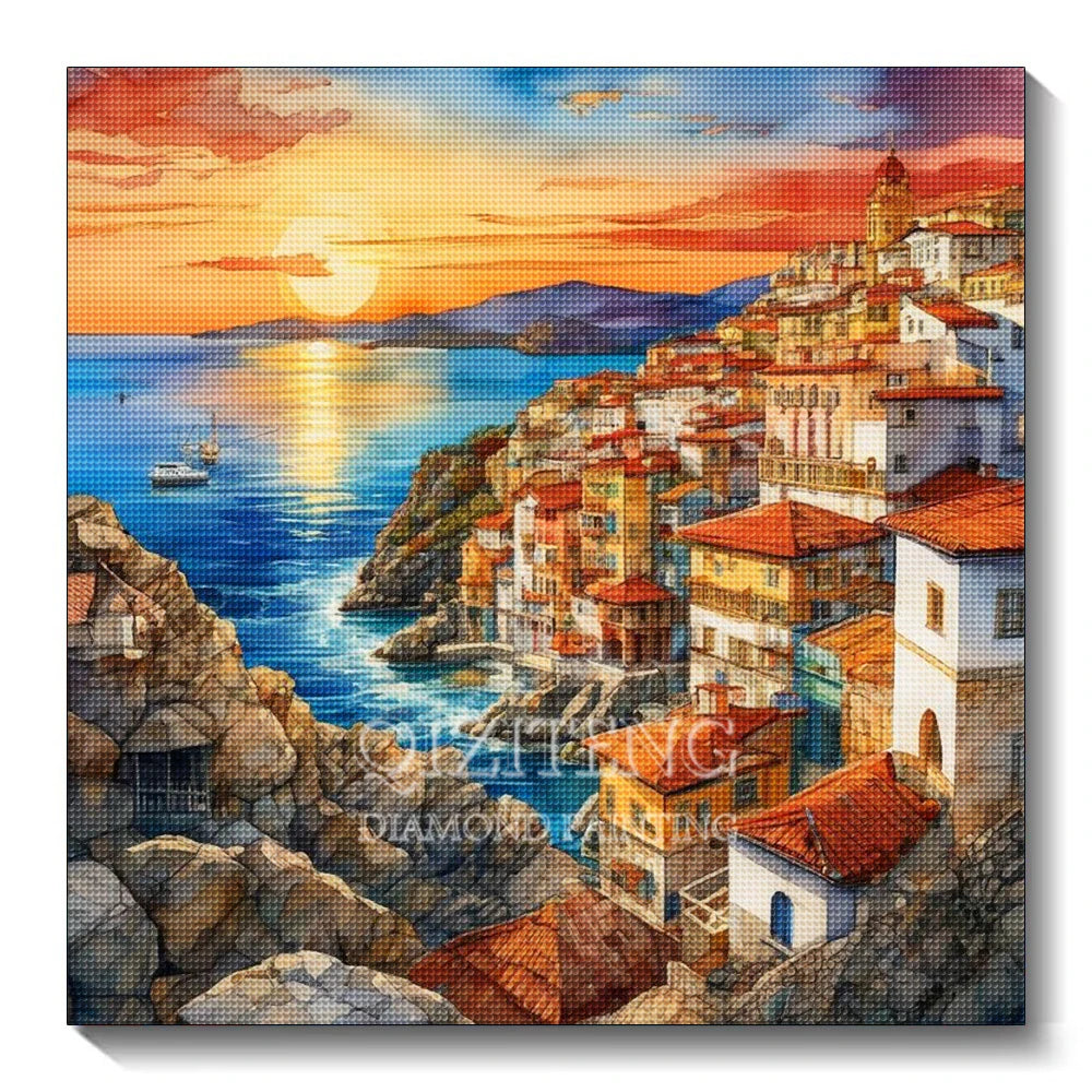 5D Diamond Painting Landscape City Kit Full Diamond Embroidery Scenery Street DIY Gift Home Decor Picture of Rhinestones