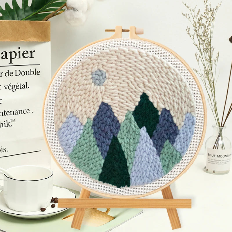 Punch Needle Embroidery Starter Kits For Adults Beginners Punch Needle Tool Threader For Embroidery Hoop Yarn Rug Diy Crafts
