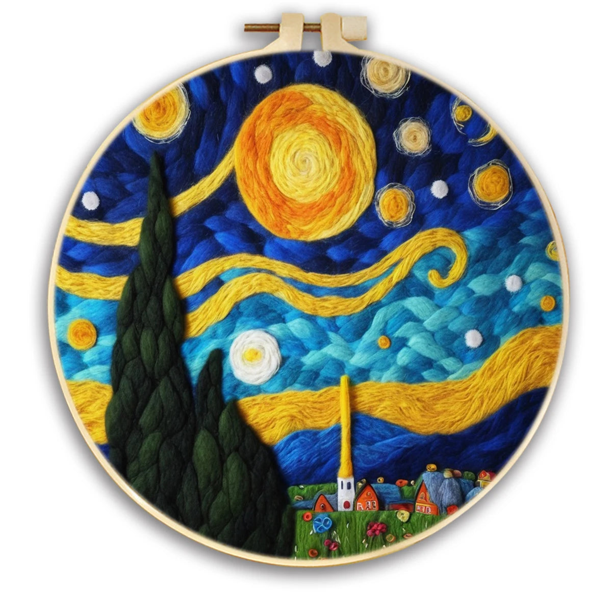 Starry Sky Landscape Needle Felting Painting Kits Adult DIY Wool Needle Felting Starter Kit Mountain Scenery Craft Painting Gift