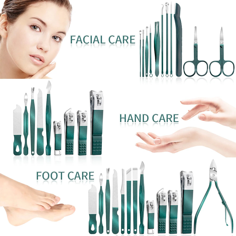 Kit manucure et pédicure 7/13/24 pcs ✂️ – Coupe-ongles et ciseaux inox ✅