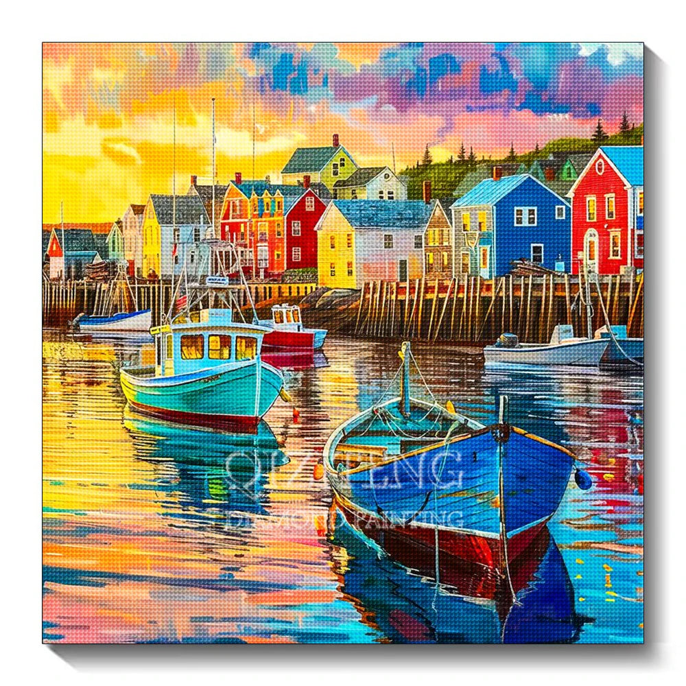 5D Diamond Painting Landscape City Kit Full Diamond Embroidery Scenery Street DIY Gift Home Decor Picture of Rhinestones