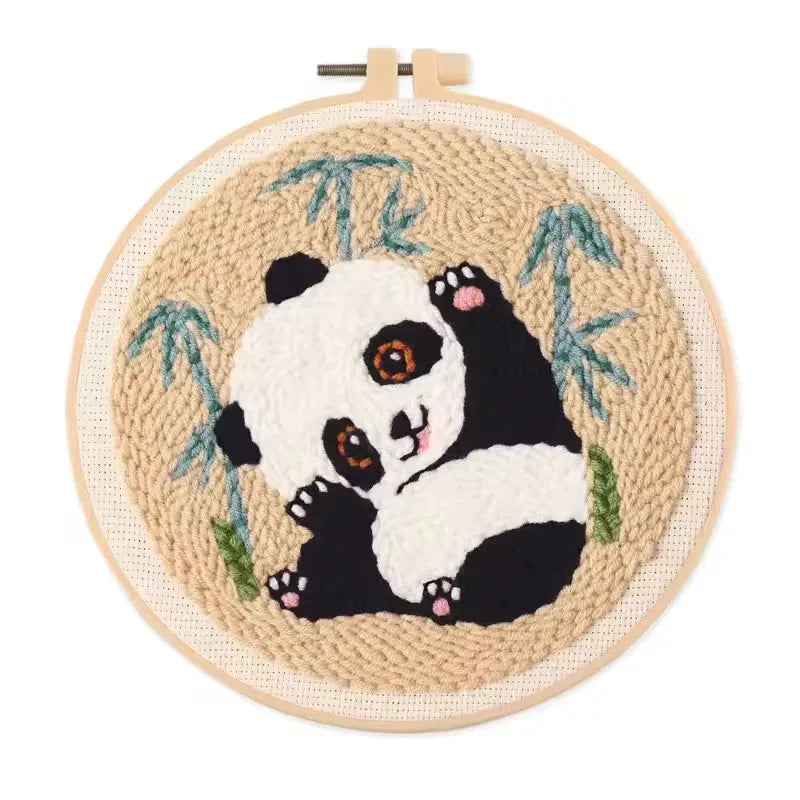 🐼 Kit de broderie Punch Needle – Panda qui fait signe