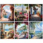 GATYZTORY DIY Oil Painting By Numbers Kit Pink Scenery Acrylic Paint By Numbers Diy Numbers Painting Art On Canvas By Numbers