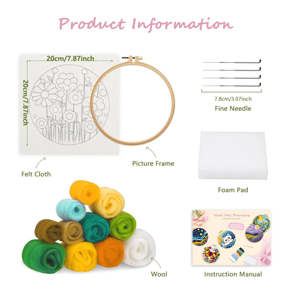 GATYZTORY DIY Wool Painting Kit With Frame Felting Needles Handmade Picture Kit Hot Air Balloon For Home Decors Crafts Gift